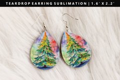 Watercolor Teardrop Earring Sublimation PNG Design Product Image 1