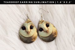 Owl Teardrop Earring Sublimation PNG Design Product Image 1