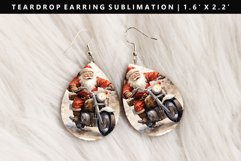 Funny Santa Teardrop Earring Sublimation PNG Design Product Image 1