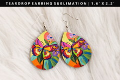 Butterfly Teardrop Earring Sublimation PNG Design Product Image 1
