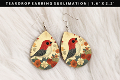 Hanafuda Teardrop Earring Sublimation PNG Design Product Image 1