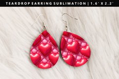 Puff Heart Teardrop Earring Sublimation PNG Design Product Image 1