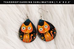 Funny Cat Teardrop Earring Sublimation PNG Design Product Image 1