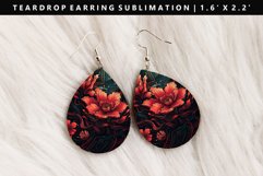 Flower Teardrop Earring Sublimation PNG Design Product Image 1