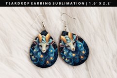Capricorn Teardrop Earring Sublimation PNG Design Product Image 1