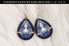 Zodiac Sign Teardrop Earring Sublimation PNG Design Product Image 1