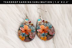 Flower Teardrop Earring Sublimation PNG Design Product Image 1