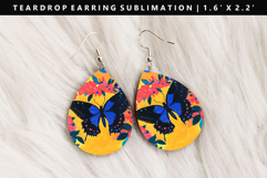 Butterfly Teardrop Earring Sublimation PNG Design Product Image 1