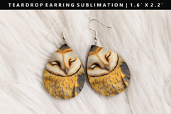 Owl Teardrop Earring Sublimation PNG Design Product Image 1
