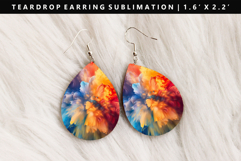 Rainbow Teardrop Earring Sublimation PNG Design Product Image 1
