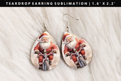 Funny Santa Teardrop Earring Sublimation PNG Design Product Image 1