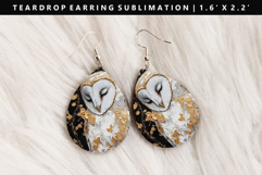Owl Teardrop Earring Sublimation PNG Design Product Image 1