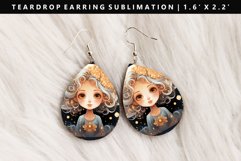 Virgo Teardrop Earring Sublimation PNG Design Product Image 1