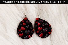 Heart Teardrop Earring Sublimation PNG Design Product Image 1