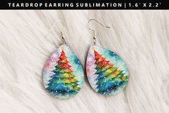 Watercolor Teardrop Earring Sublimation PNG Design Product Image 1