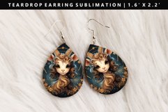 Capricorn Teardrop Earring Sublimation PNG Design Product Image 1