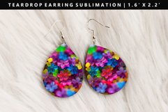 Flower Teardrop Earring Sublimation PNG Design Product Image 1