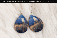 Owl Teardrop Earring Sublimation PNG Design Product Image 1