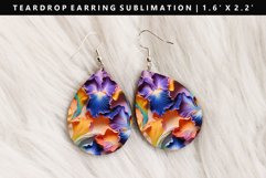 Flower Teardrop Earring Sublimation PNG Design Product Image 1