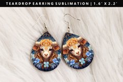 Taurus Teardrop Earring Sublimation PNG Design Product Image 1