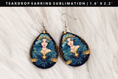 Zodiac Sign Teardrop Earring Sublimation PNG Design Product Image 1