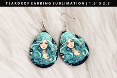 Aquarius Teardrop Earring Sublimation PNG Design Product Image 1