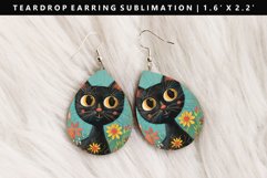 Funny Cat Teardrop Earring Sublimation PNG Design Product Image 1