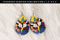 Butterfly Teardrop Earring Sublimation PNG Design Product Image 1