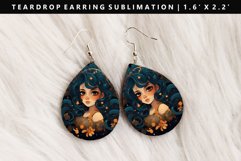 Zodiac Sign Teardrop Earring Sublimation PNG Design Product Image 1