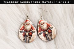 Funny Santa Teardrop Earring Sublimation PNG Design Product Image 1
