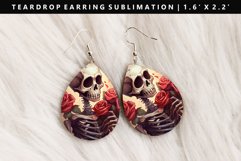 Skull Teardrop Earring Sublimation PNG Design Product Image 1