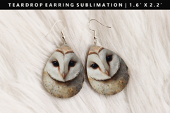 Owl Teardrop Earring Sublimation PNG Design Product Image 1