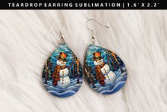 Snowman Teardrop Earring Sublimation PNG Design Product Image 1