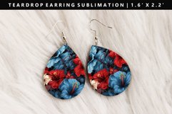 Flower Teardrop Earring Sublimation PNG Design Product Image 1
