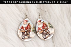 Funny Santa Teardrop Earring Sublimation PNG Design Product Image 1