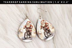 Funny Santa Teardrop Earring Sublimation PNG Design Product Image 1