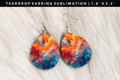 Rainbow Teardrop Earring Sublimation PNG Design Product Image 1