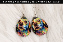 Funny Dog Teardrop Earring Sublimation PNG Design Product Image 1