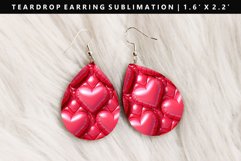 Puff Heart Teardrop Earring Sublimation PNG Design Product Image 1