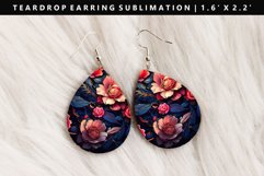 Flower Teardrop Earring Sublimation PNG Design Product Image 1