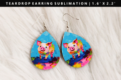 Pig Teardrop Earring Sublimation PNG Design Product Image 1