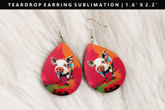 Pig Teardrop Earring Sublimation PNG Design Product Image 1