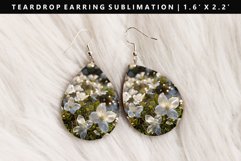 Flower Teardrop Earring Sublimation PNG Design Product Image 1