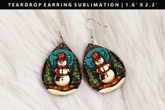 Snowman Teardrop Earring Sublimation PNG Design Product Image 1