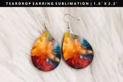 Rainbow Teardrop Earring Sublimation PNG Design Product Image 1