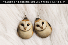 Owl Teardrop Earring Sublimation PNG Design Product Image 1