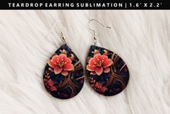 Flower Teardrop Earring Sublimation PNG Design Product Image 1