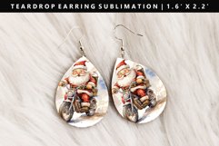 Funny Santa Teardrop Earring Sublimation PNG Design Product Image 1