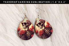 Skull Teardrop Earring Sublimation PNG Design Product Image 1