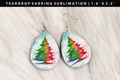 Watercolor Teardrop Earring Sublimation PNG Design Product Image 1